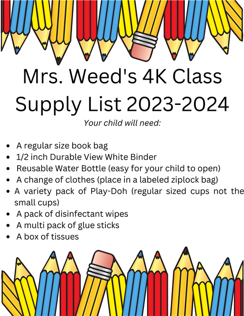 Weed 4K Supply List